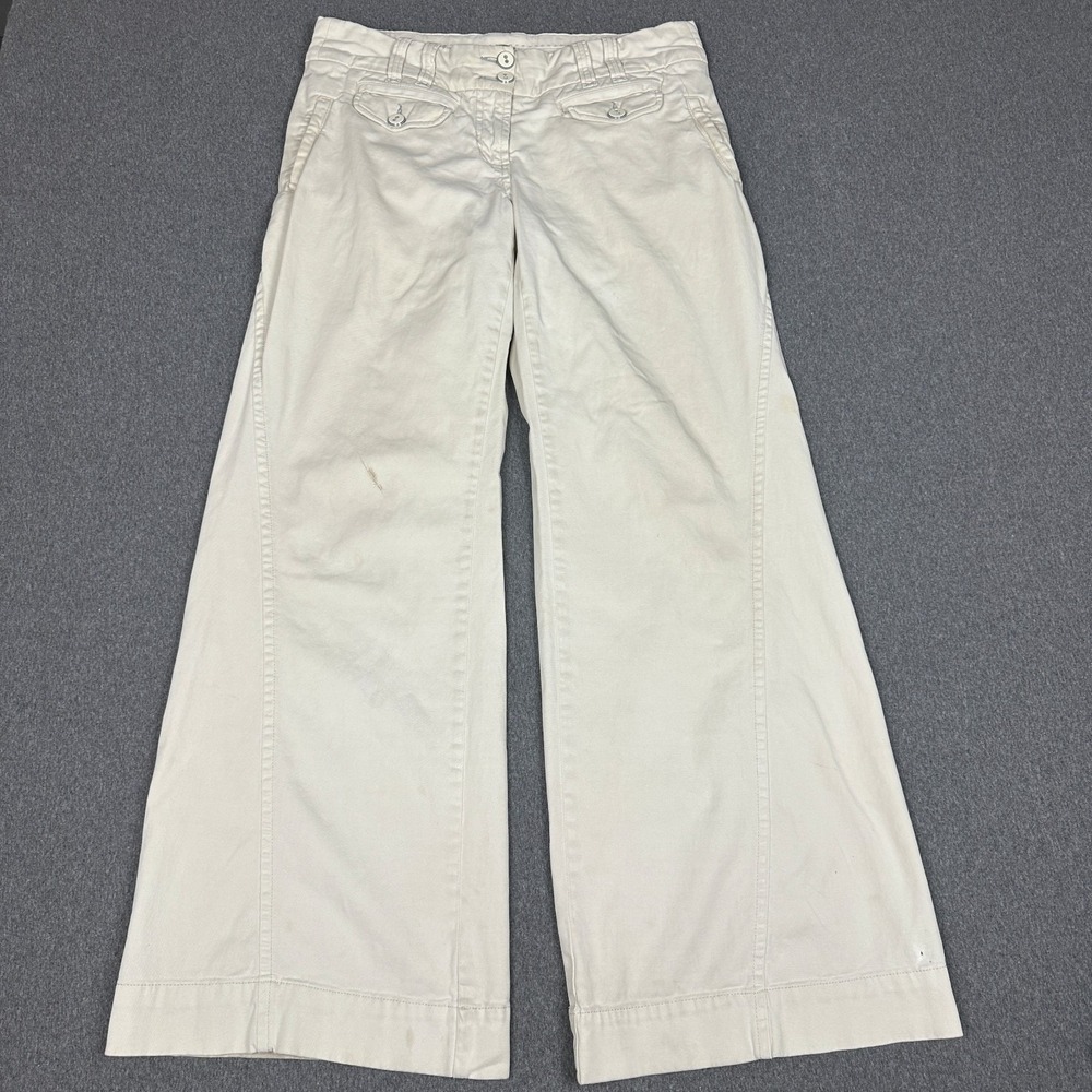 Anthropologie Ett Twa Wide Leg Trousers Womens 6 Off White Cream Sailor Chino